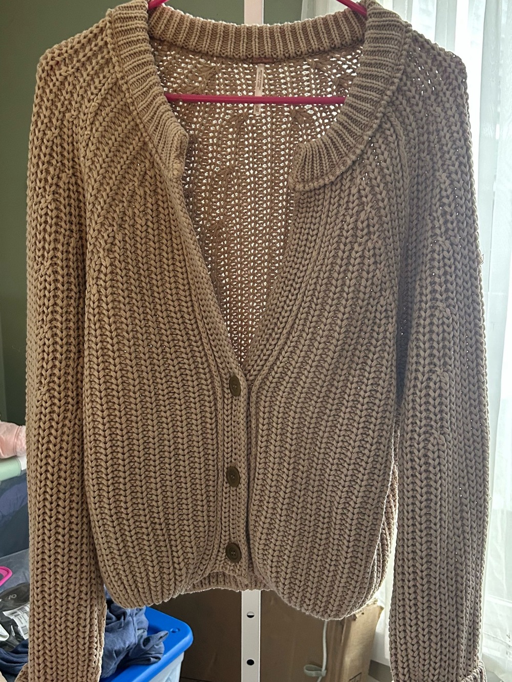 Free People Sweet Nothings Chunky Knit Cardigan in Sandcastle